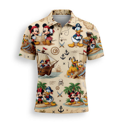 Mouse Pirate AOP T-Shirt - Vintage Treasure Map Adventure