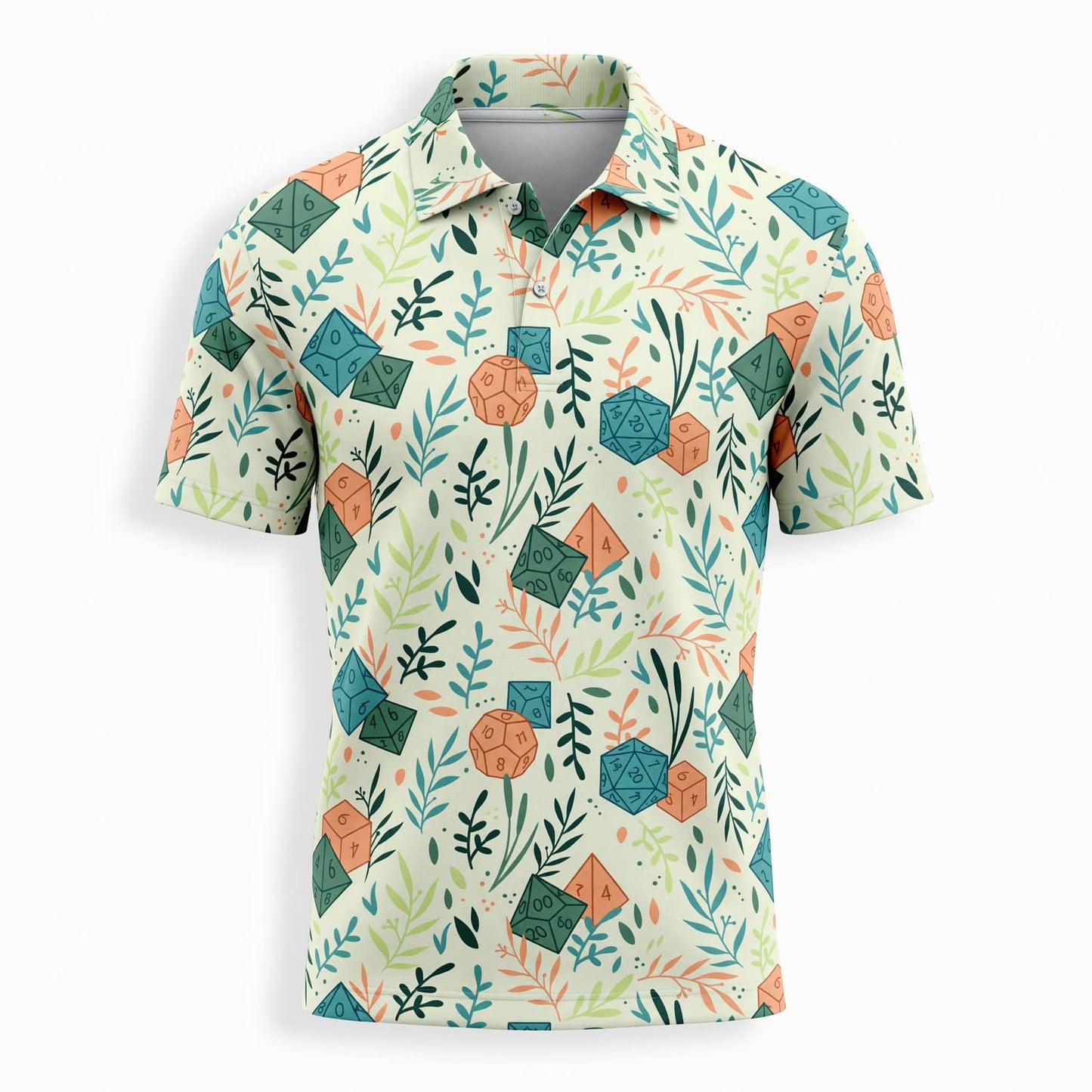 Botanical Dice AOP T-Shirt - Floral RPG Nature Pattern