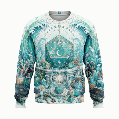 Mystic Ocean D20 Dice AOP T-Shirt - Fantasy RPG Celestial Waves