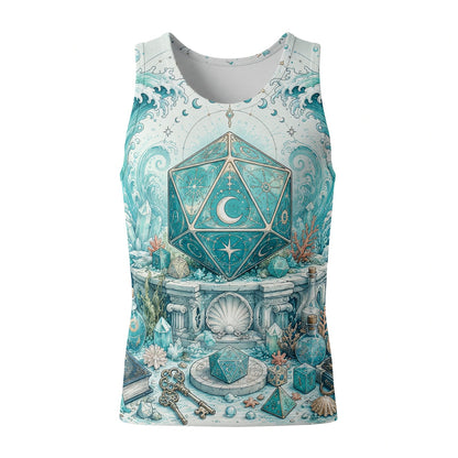 Mystic Ocean D20 Dice AOP T-Shirt - Fantasy RPG Celestial Waves