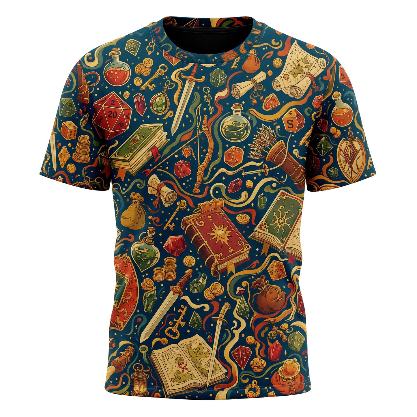 Fantasy Dungeon AOP T-Shirt - Fantasy RPG Dice Pattern