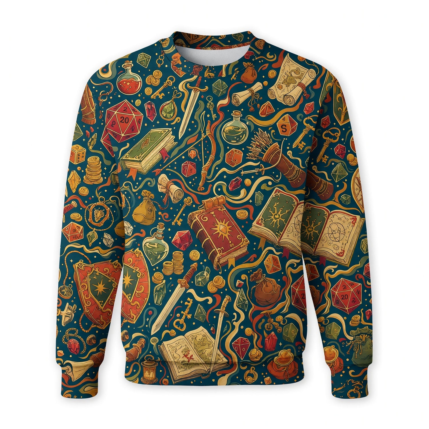 Fantasy Dungeon AOP T-Shirt - Fantasy RPG Dice Pattern