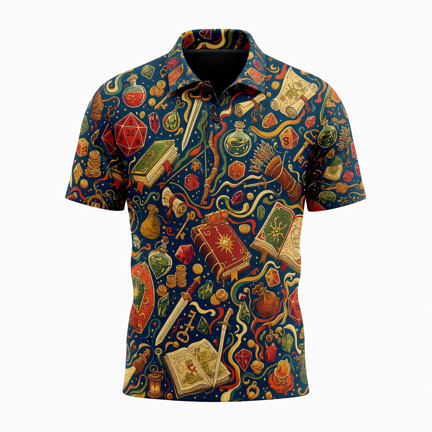 Fantasy Dungeon AOP T-Shirt - Fantasy RPG Dice Pattern