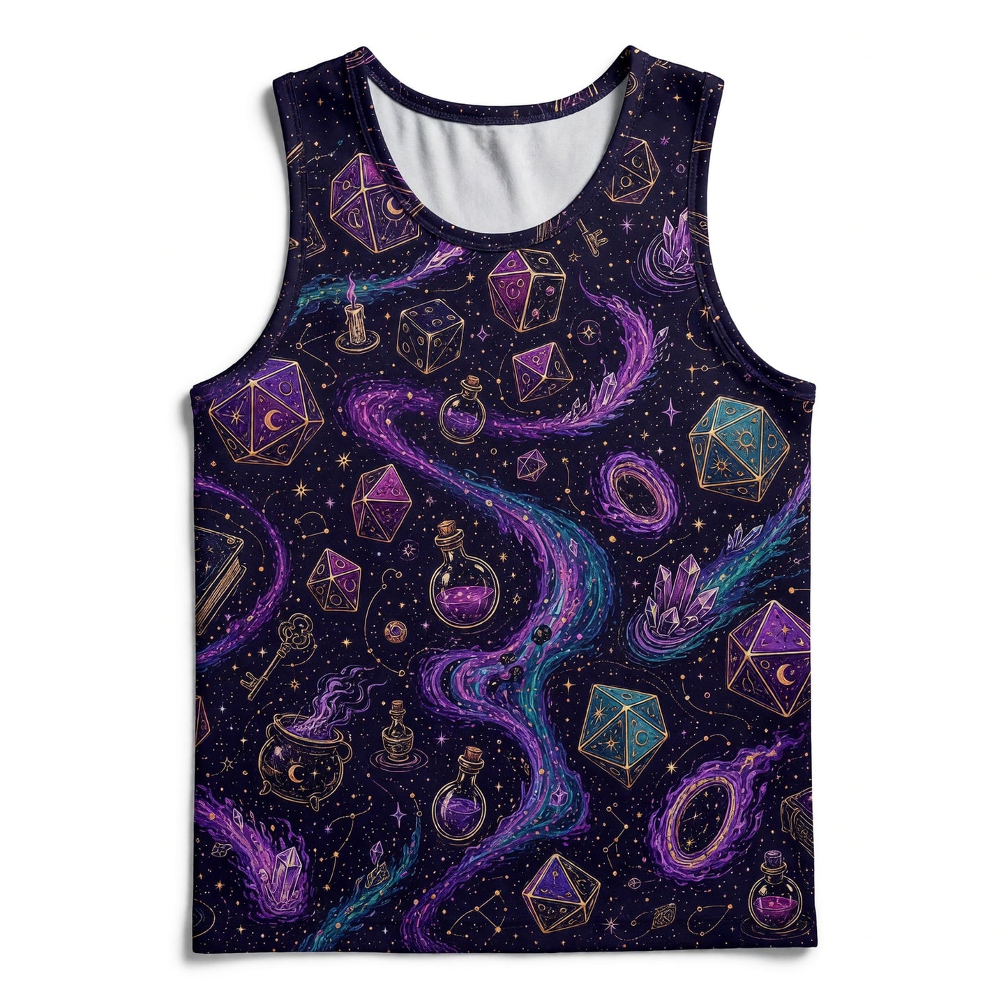 Celestial Dice AOP T-Shirt - Mystic Fantasy RPG Apparel