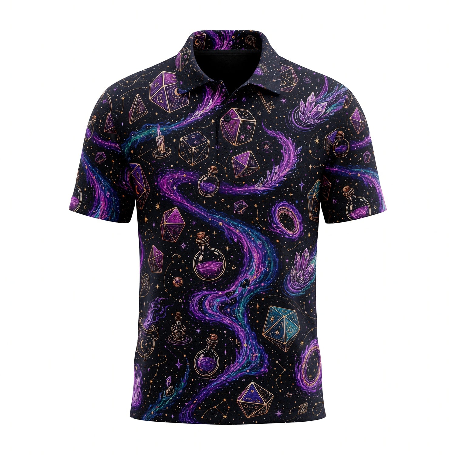 Celestial Dice AOP T-Shirt - Mystic Fantasy RPG Apparel