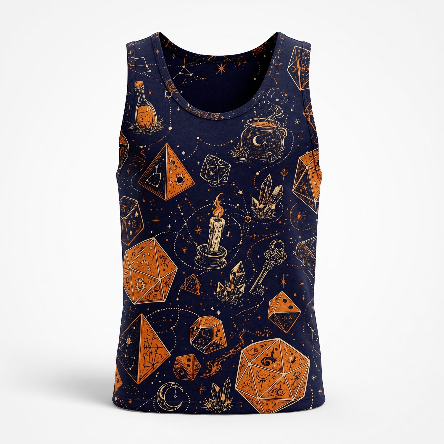 Celestial Dice Witchcraft AOP T-Shirt - Mystic Astrology Pattern
