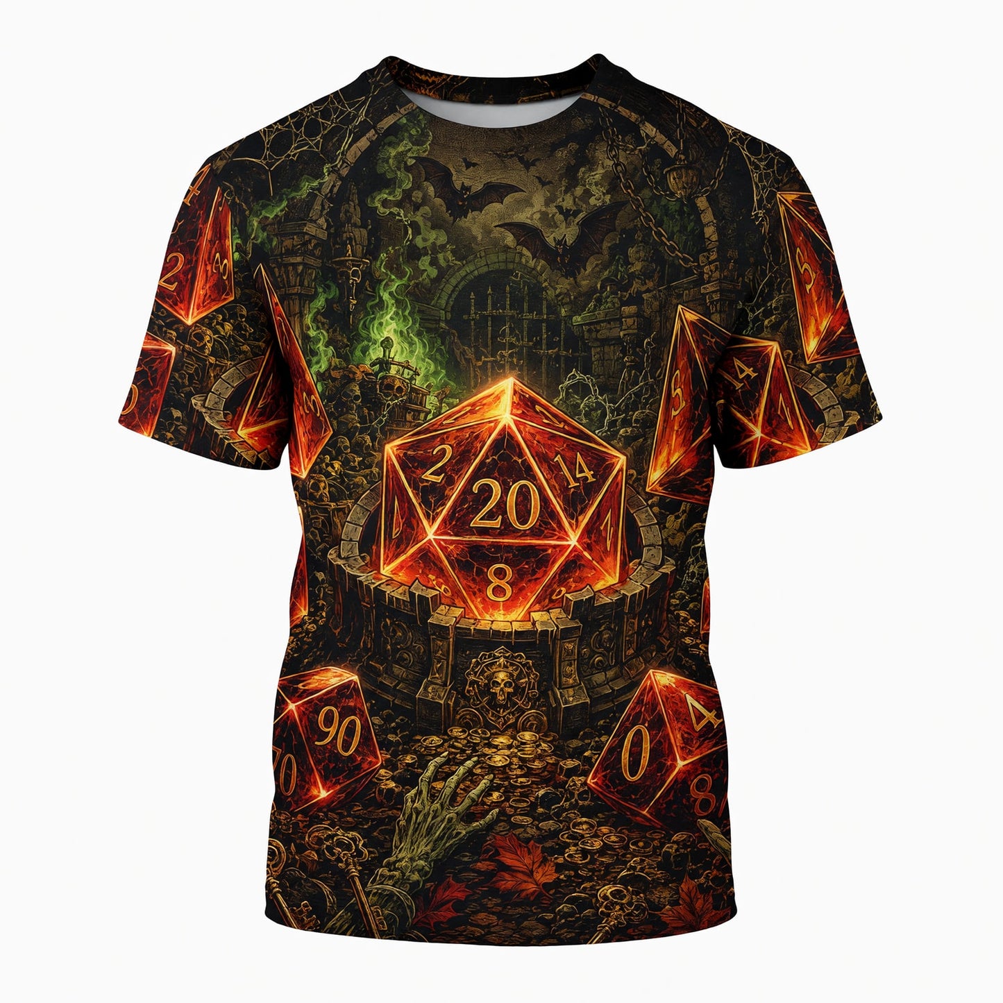 Dice Halloween AOP T-Shirt - Dark Fantasy RPG Dungeonwear