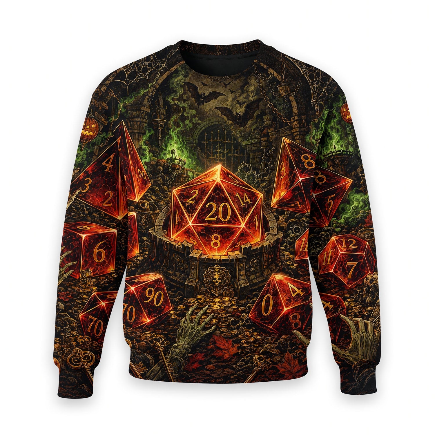 Dice Halloween AOP T-Shirt - Dark Fantasy RPG Dungeonwear