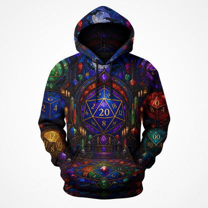 Fantasy Dungeon Dice AOP Apparel - Gothic Stained Glass Fantasy