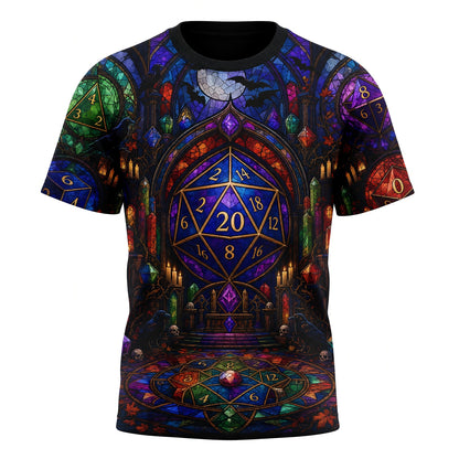 Fantasy Dungeon Dice AOP Apparel - Gothic Stained Glass Fantasy