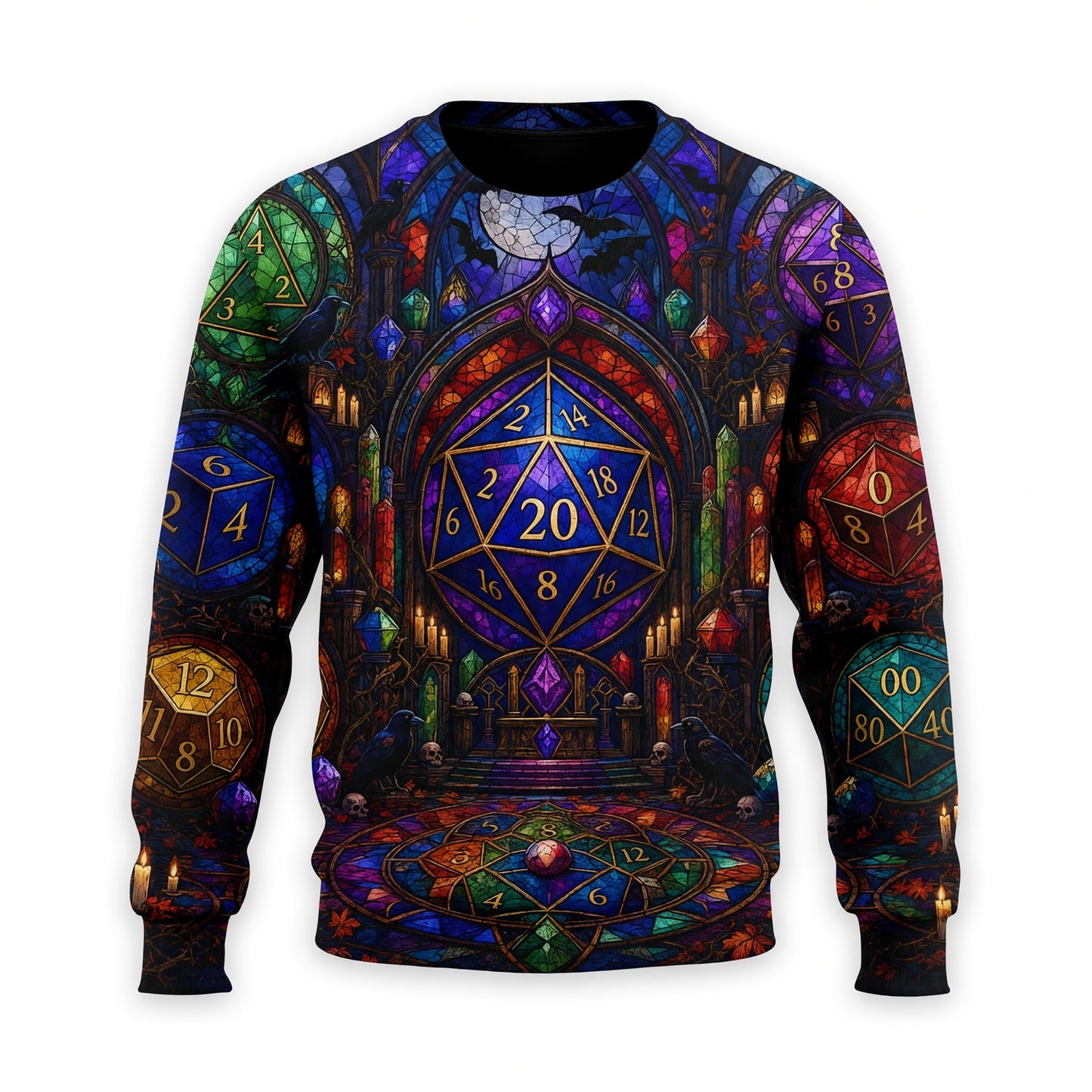 Fantasy Dungeon Dice AOP Apparel - Gothic Stained Glass Fantasy