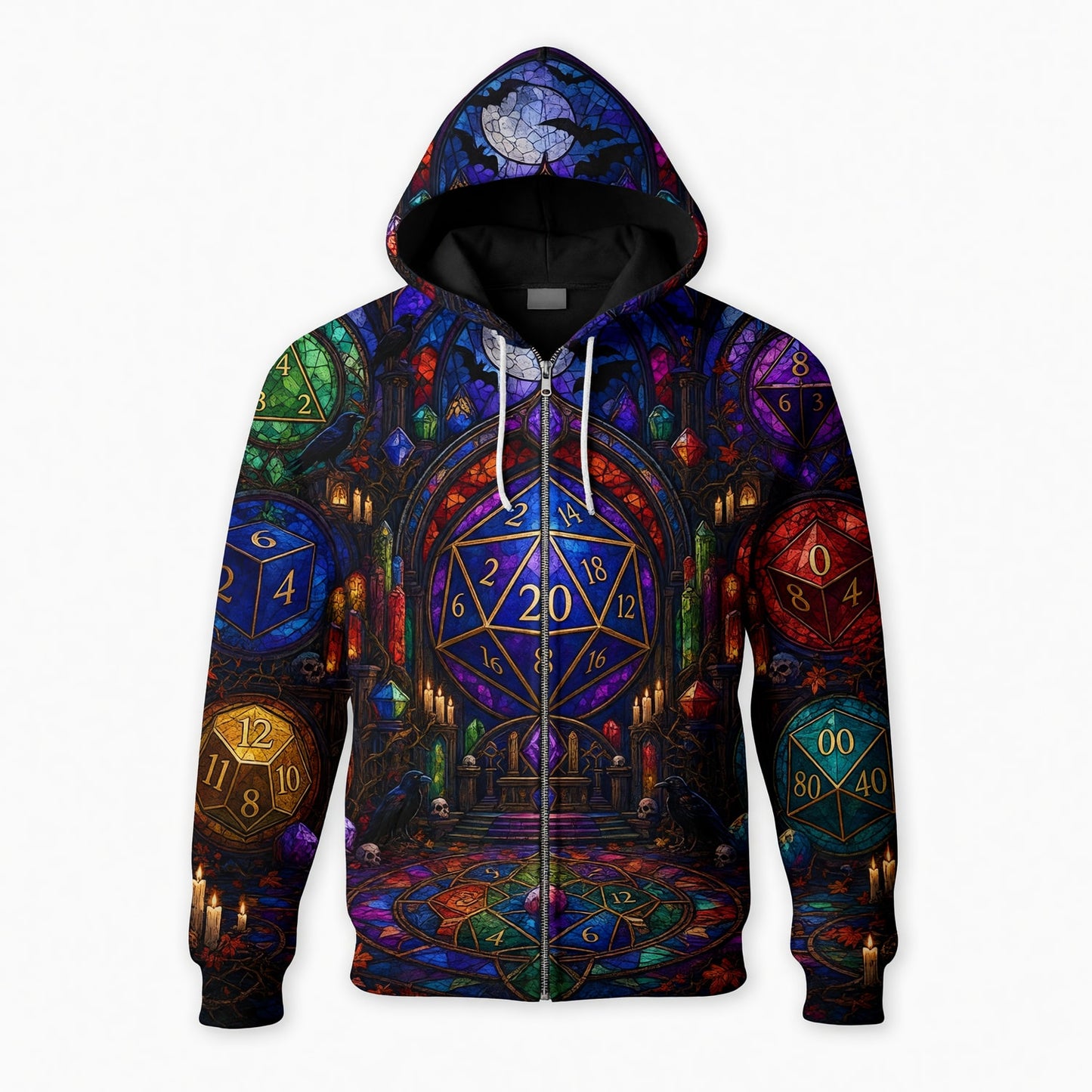 Fantasy Dungeon Dice AOP Apparel - Gothic Stained Glass Fantasy