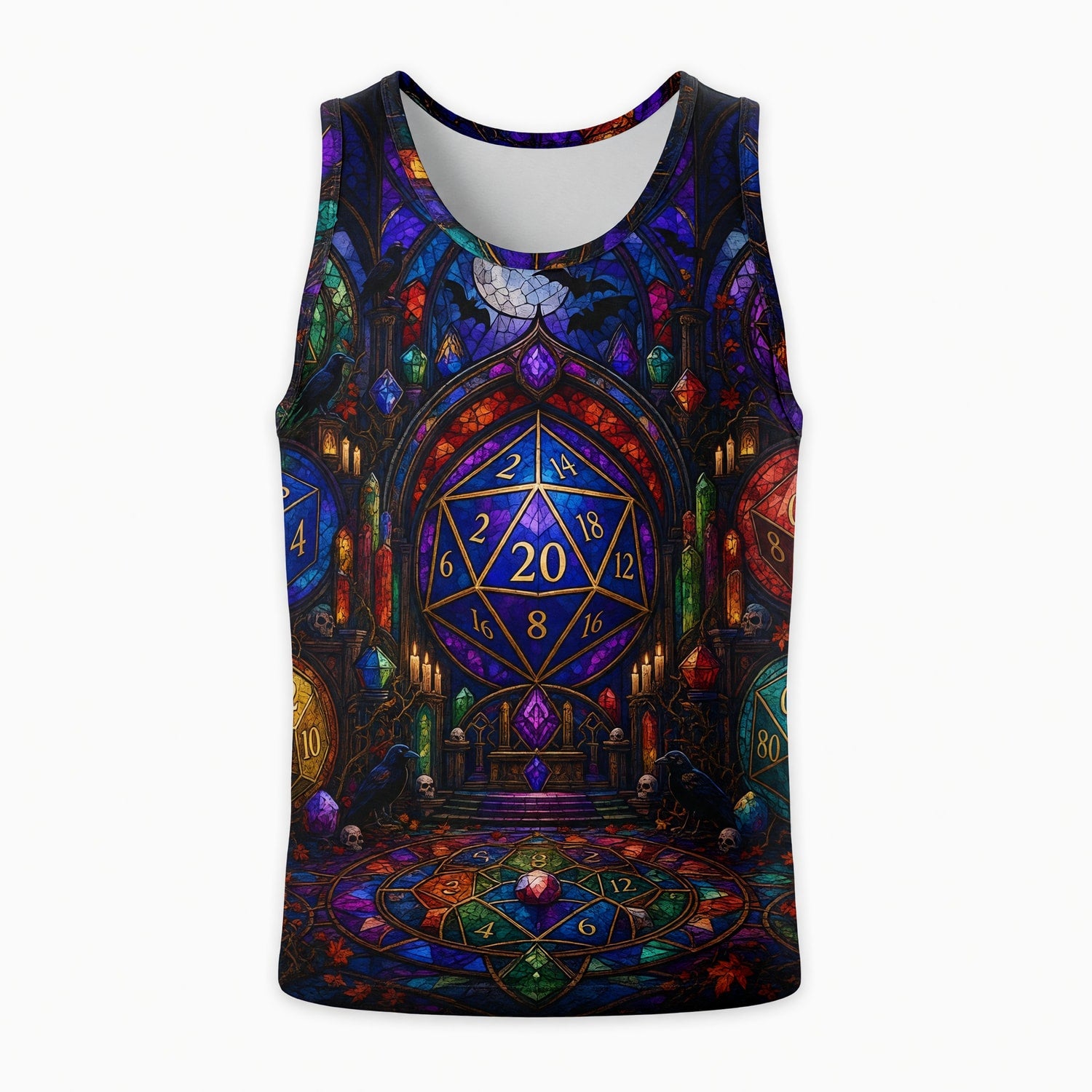 Fantasy Dungeon Dice AOP Apparel - Gothic Stained Glass Fantasy