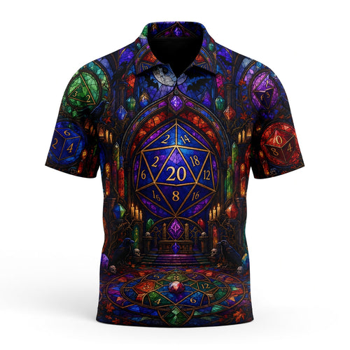 Fantasy Dungeon Dice AOP Apparel - Gothic Stained Glass Fantasy