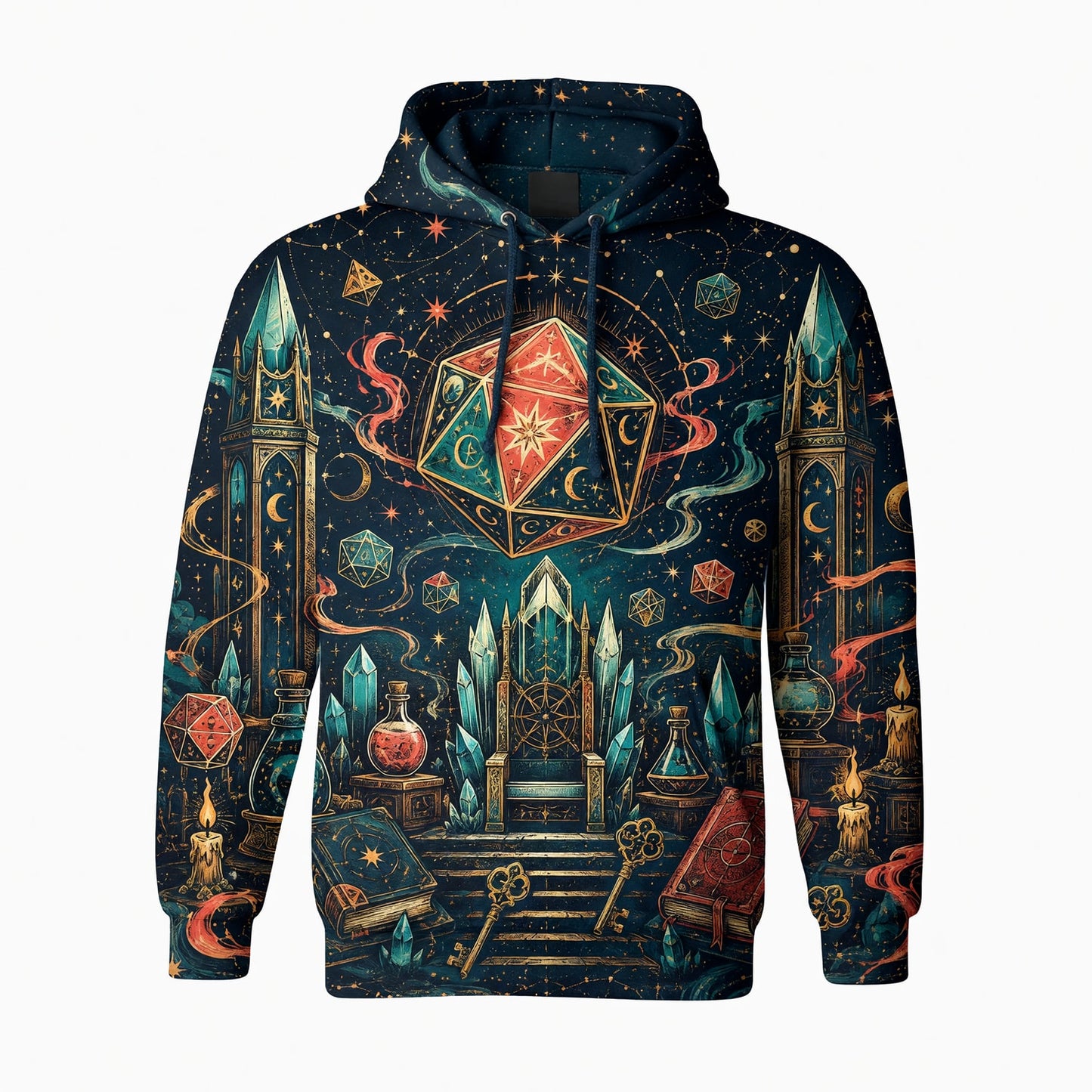 Arcane D20 Throne AOP Apparel - Fantasy RPG Wizard Design
