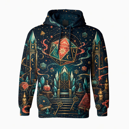 Arcane D20 Throne AOP Apparel - Fantasy RPG Wizard Design