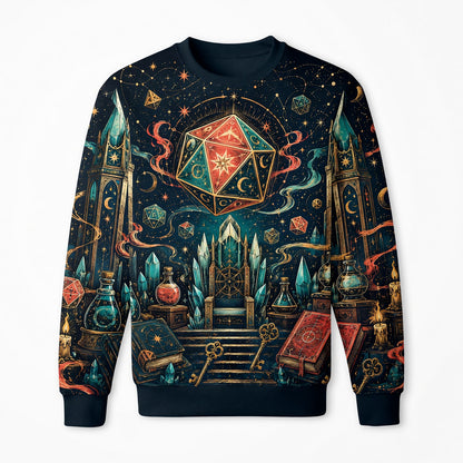 Arcane D20 Throne AOP Apparel - Fantasy RPG Wizard Design