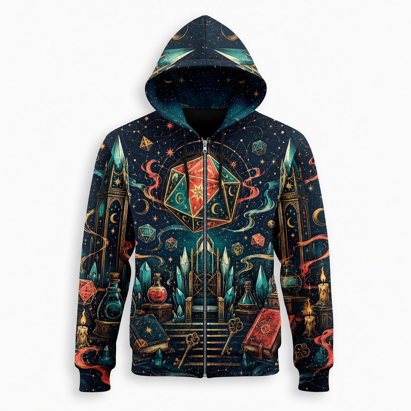 Arcane D20 Throne AOP Apparel - Fantasy RPG Wizard Design