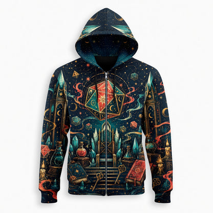 Arcane D20 Throne AOP Apparel - Fantasy RPG Wizard Design