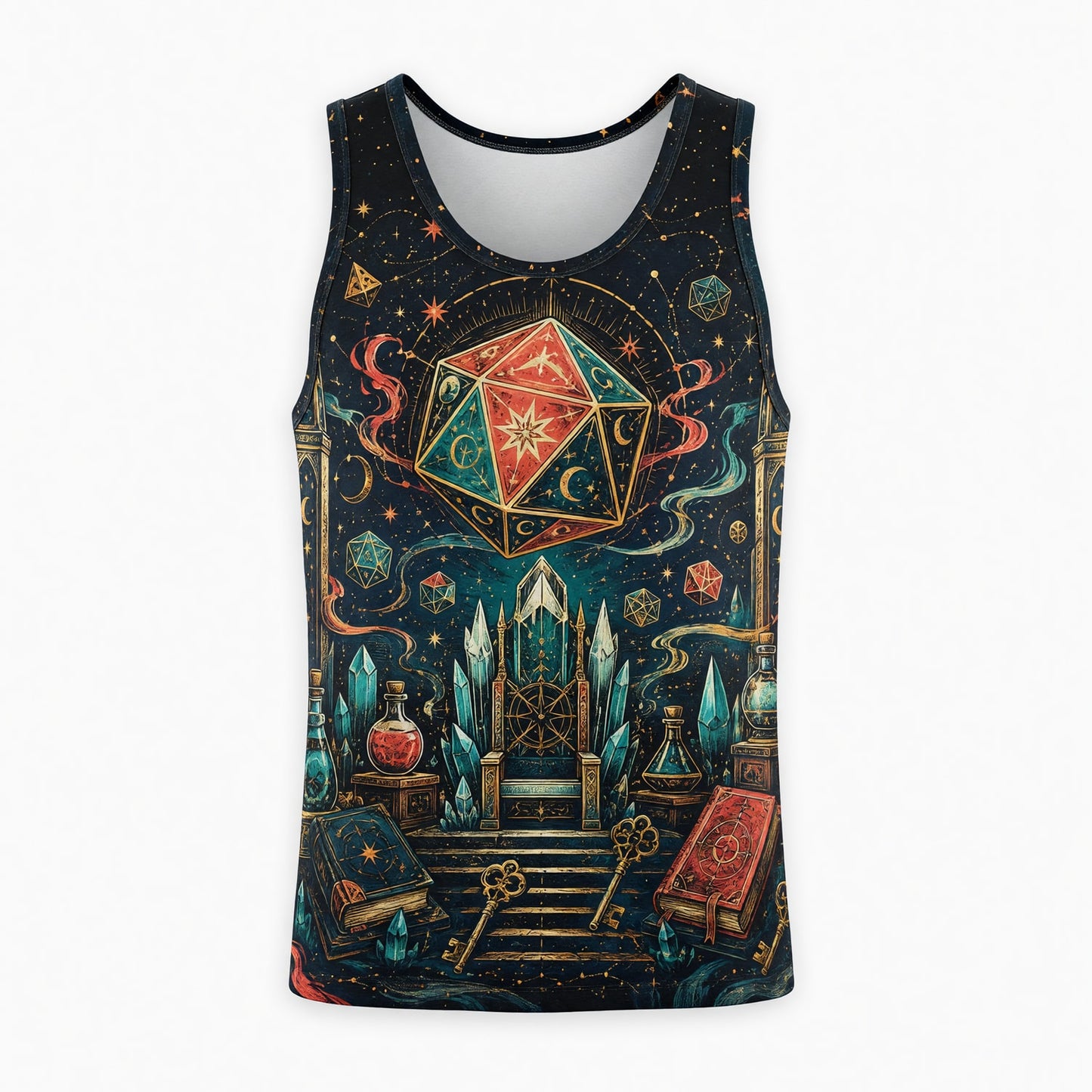Arcane D20 Throne AOP Apparel - Fantasy RPG Wizard Design
