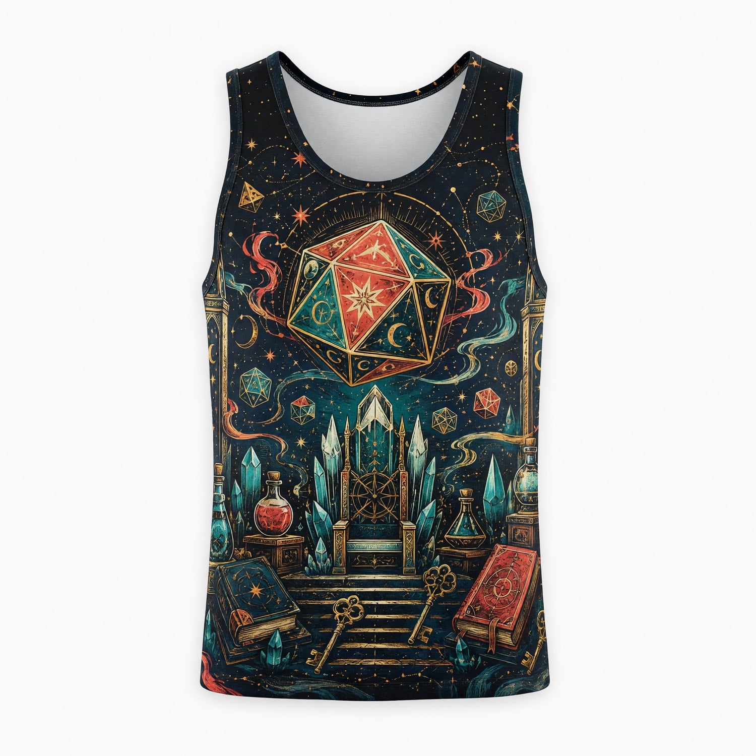 Arcane D20 Throne AOP Apparel - Fantasy RPG Wizard Design