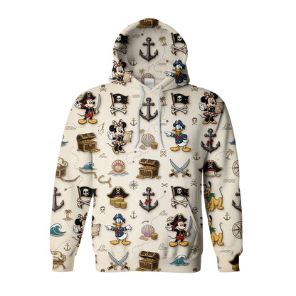 Pirate Mouse AOP T-Shirt - Cartoon Character Pattern