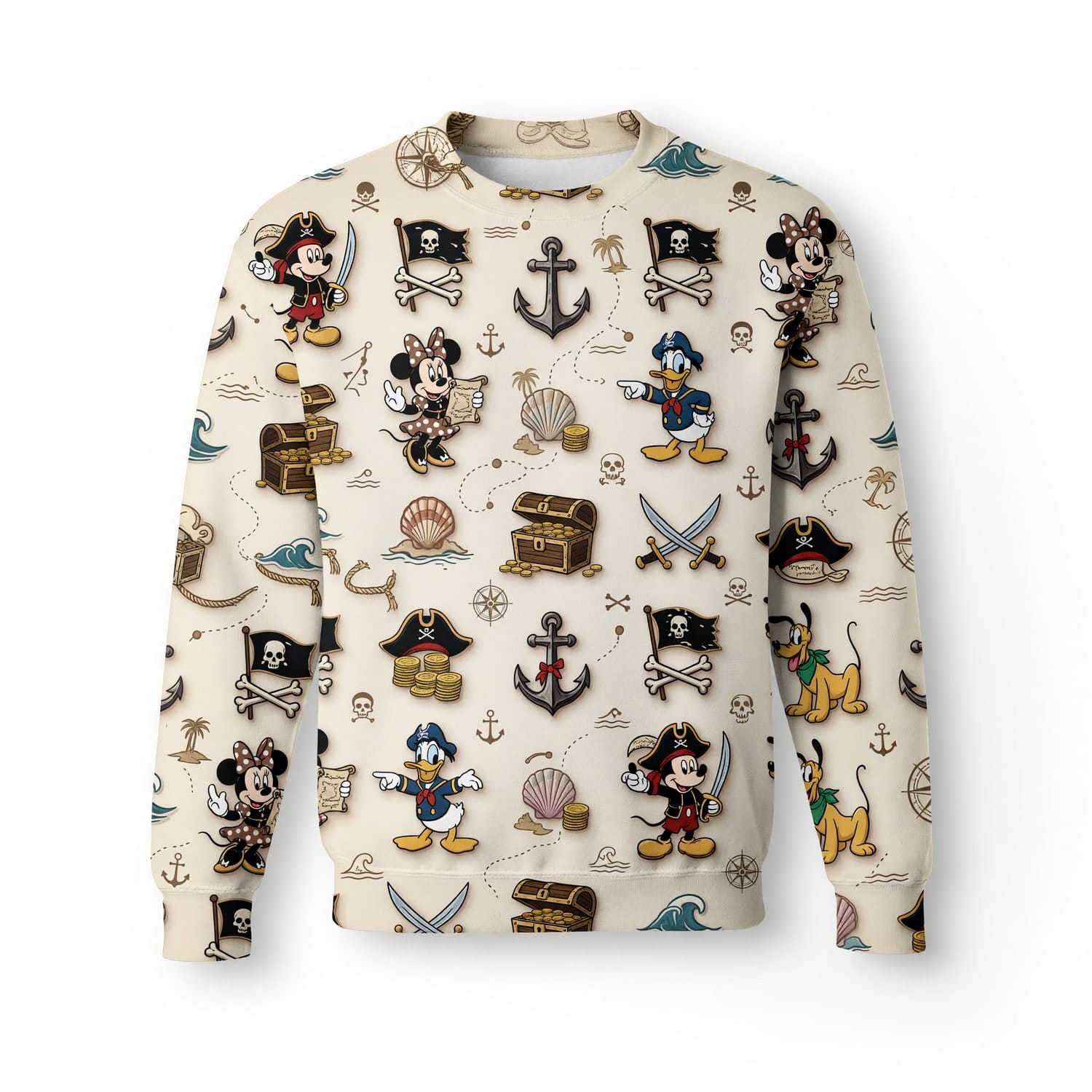 Pirate Mouse AOP T-Shirt - Cartoon Character Pattern