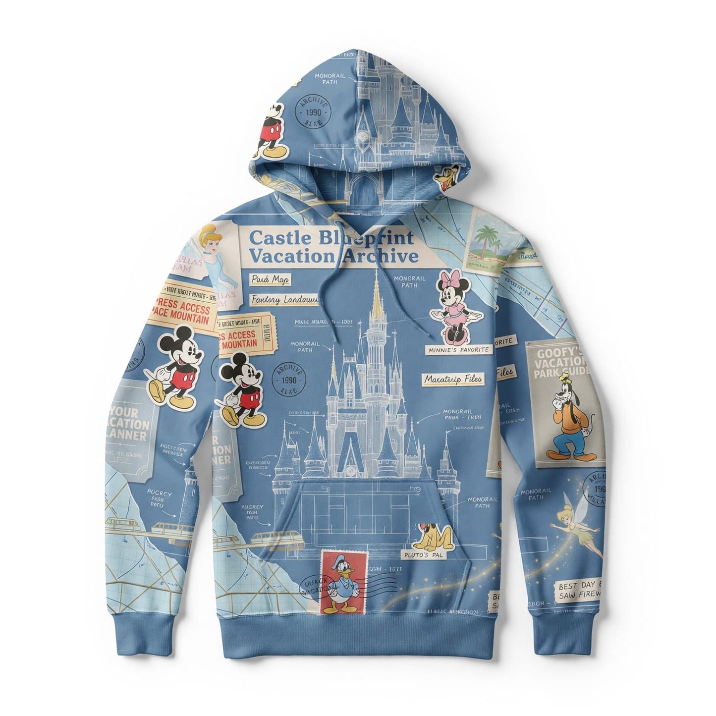 Castle Park Castle Blueprint AOP T-Shirt - Vacation Archive