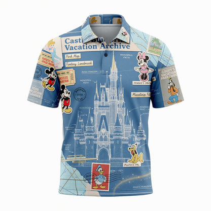 Castle Park Castle Blueprint AOP T-Shirt - Vacation Archive