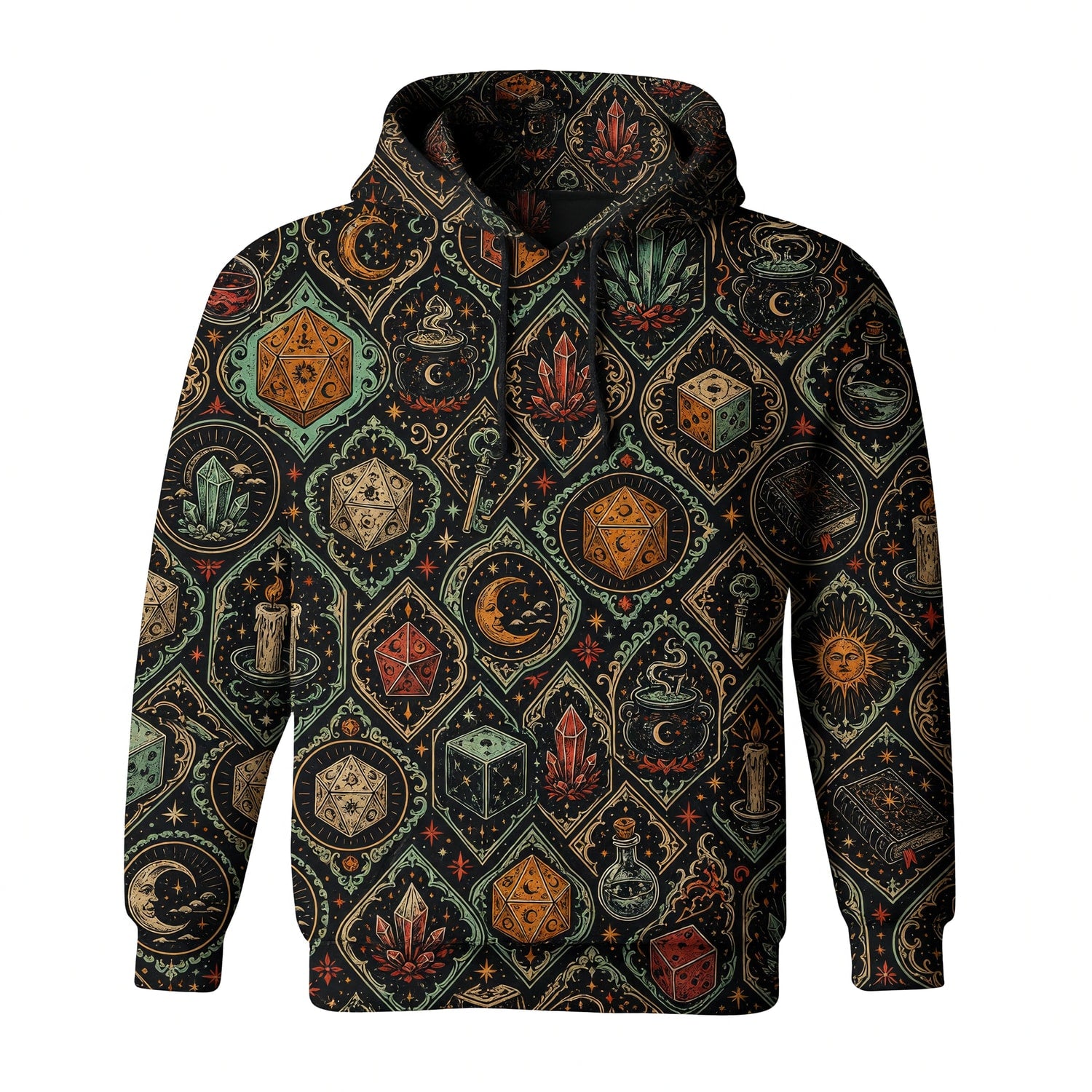 Mystic Dice AOP T-Shirt - Witchcraft Fantasy Occult Pattern