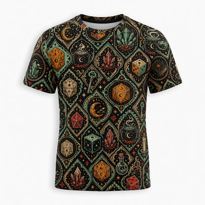 Mystic Dice AOP T-Shirt - Witchcraft Fantasy Occult Pattern