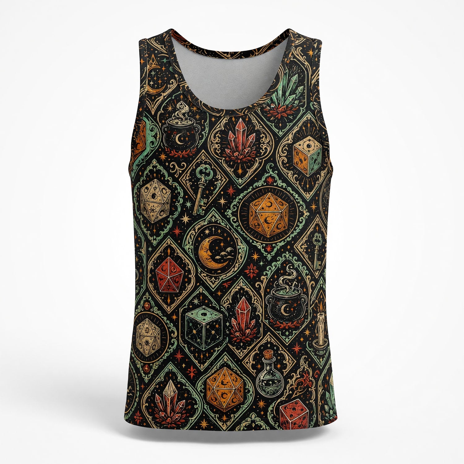 Mystic Dice AOP T-Shirt - Witchcraft Fantasy Occult Pattern