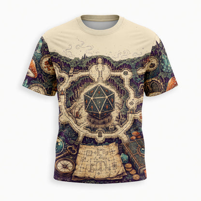 Fantasy Dungeon D20 Map AOP T-Shirt - Fantasy Dungeon RPG Streetwear