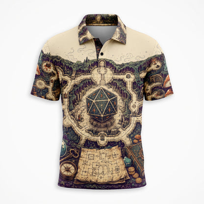 Fantasy Dungeon D20 Map AOP T-Shirt - Fantasy Dungeon RPG Streetwear