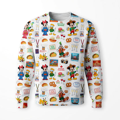 World Park Food & Wine AOP T-Shirt - Theme Park Showcase Festival Pattern