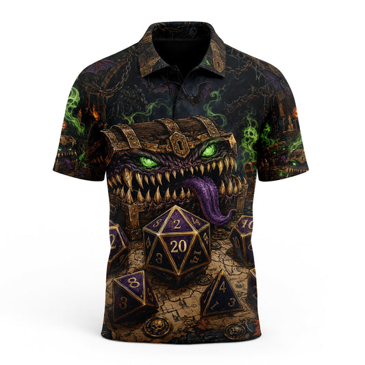Mimic Dice AOP T-Shirt - Halloween Dungeon Fantasy RPG