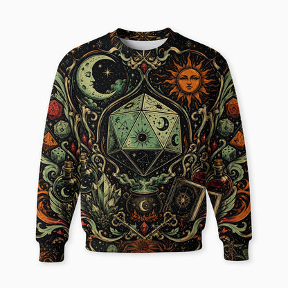 Celestial D20 Dice AOP T-Shirt - Mystic Fantasy RPG Apparel