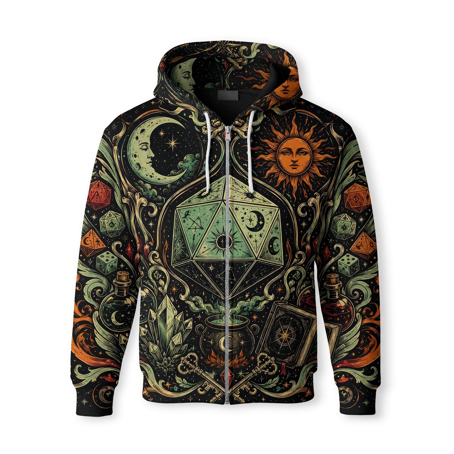 Celestial D20 Dice AOP T-Shirt - Mystic Fantasy RPG Apparel