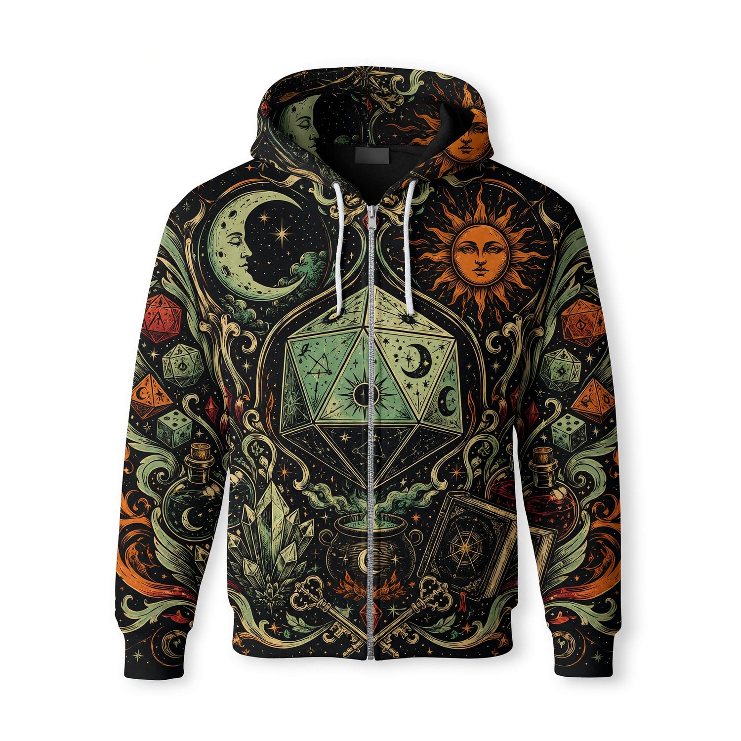 Celestial D20 Dice AOP T-Shirt - Mystic Fantasy RPG Apparel