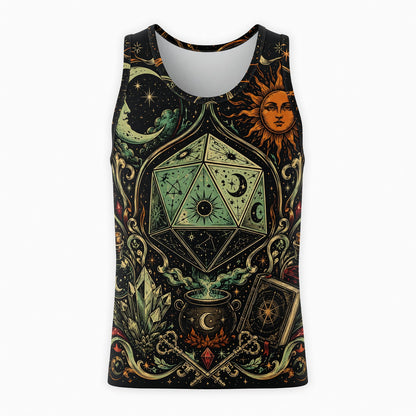 Celestial D20 Dice AOP T-Shirt - Mystic Fantasy RPG Apparel