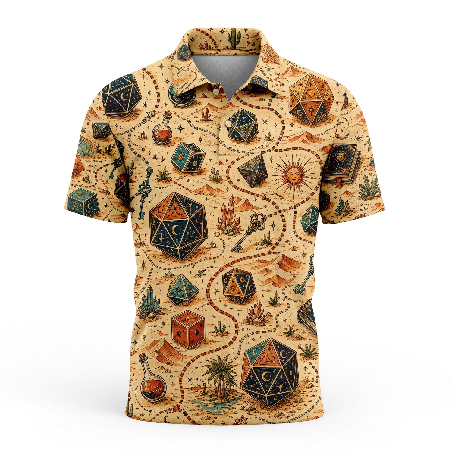 Mystical Dice Desert AOP T-Shirt - Fantasy RPG Streetwear