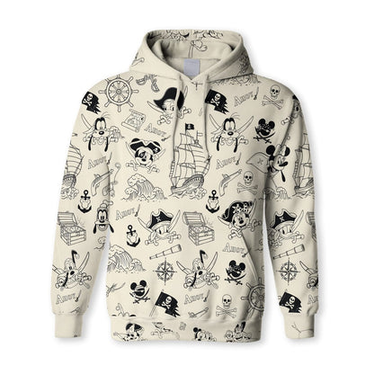 Pirate AOP T-Shirt - Mouse Duck Silly Dog Pattern