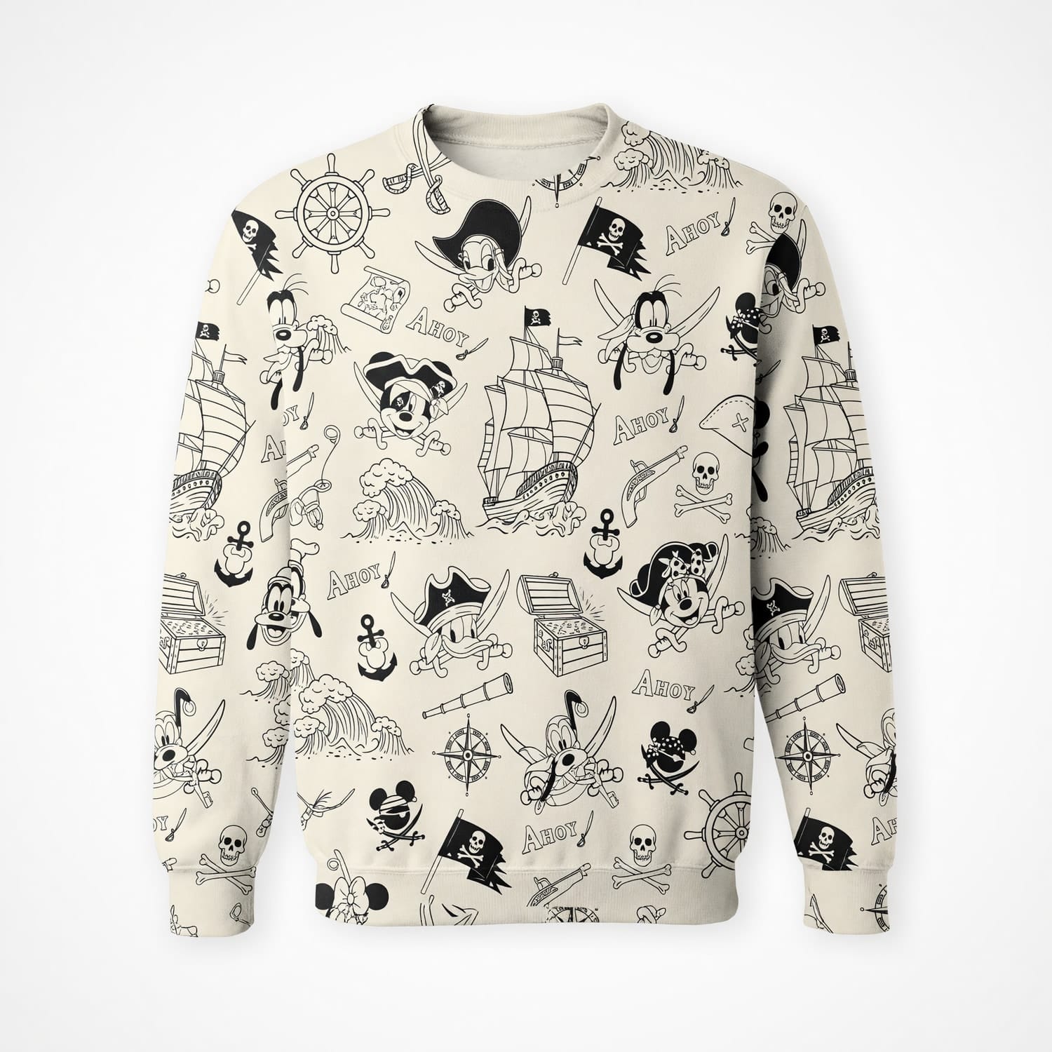 Pirate AOP T-Shirt - Mouse Duck Silly Dog Pattern