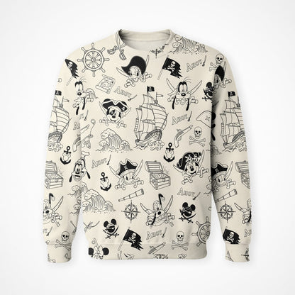 Pirate AOP T-Shirt - Mouse Duck Silly Dog Pattern