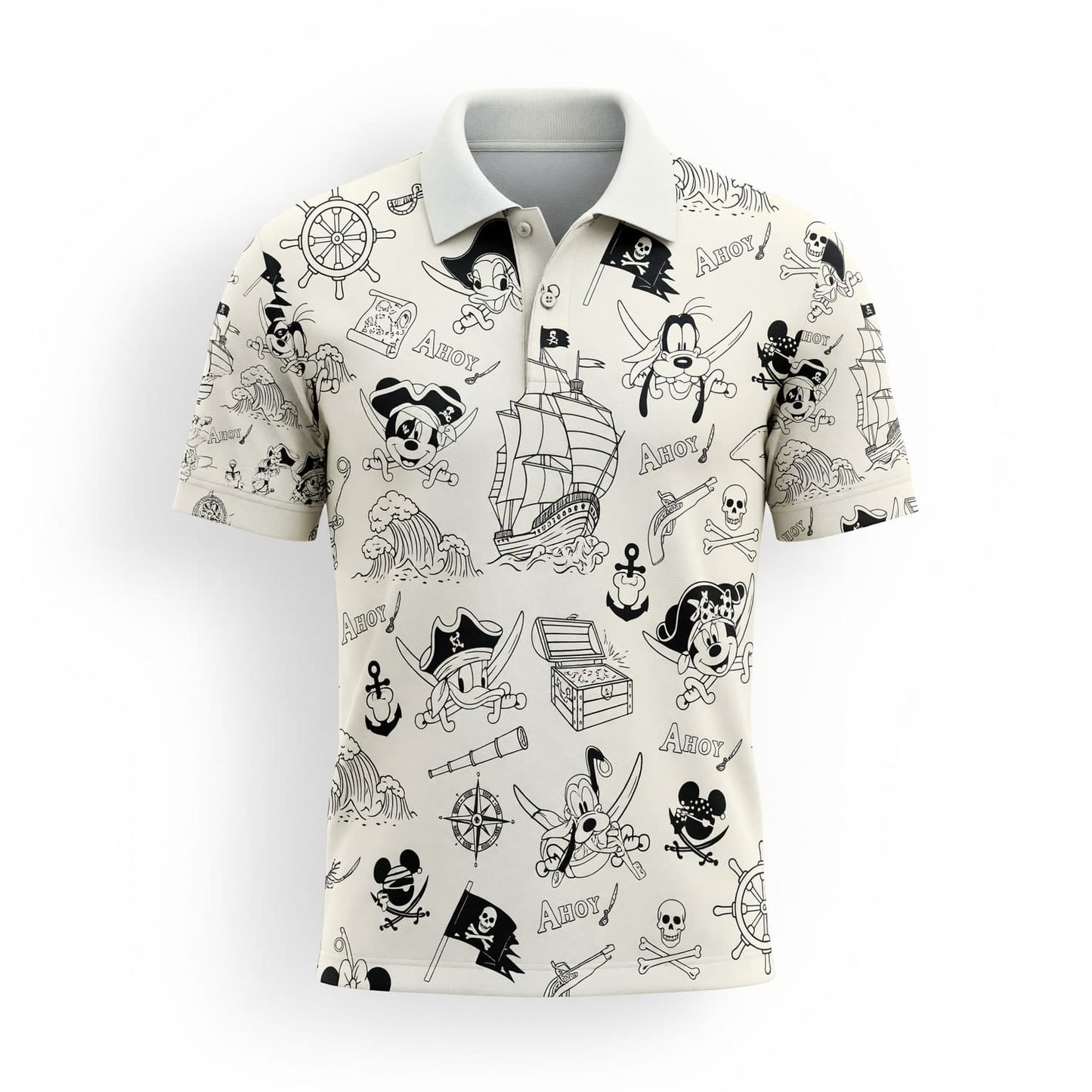 Pirate AOP T-Shirt - Mouse Duck Silly Dog Pattern