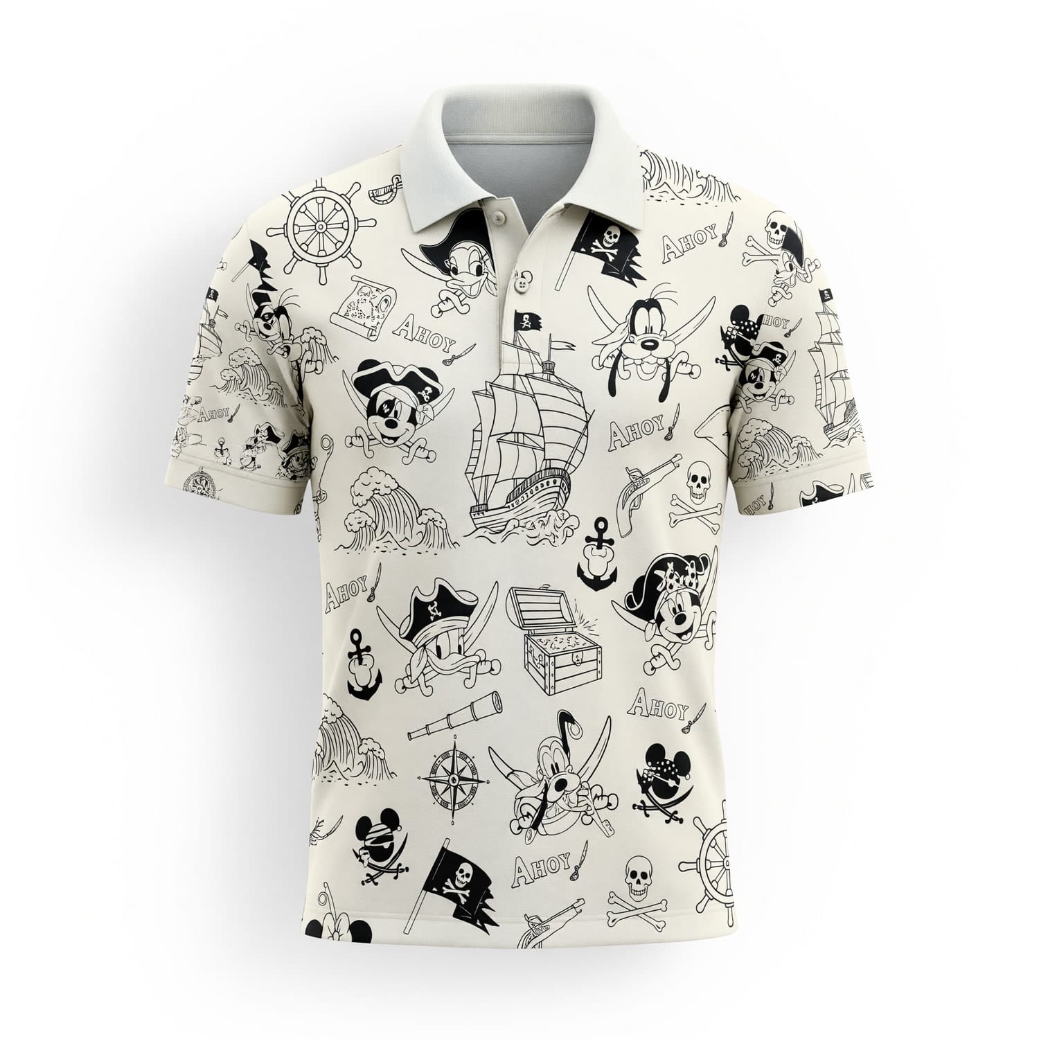 Pirate AOP T-Shirt - Mouse Duck Silly Dog Pattern