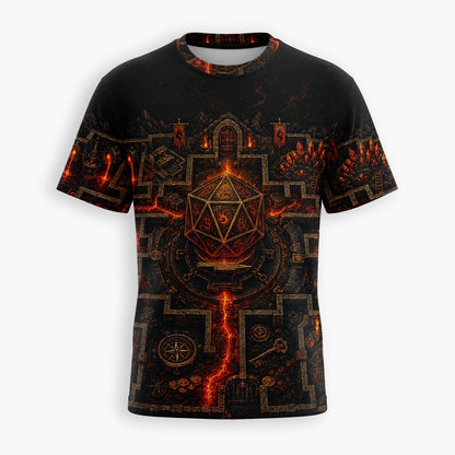 D20 Dungeon Maze AOP T-Shirt - Dark Fantasy RPG Streetwear