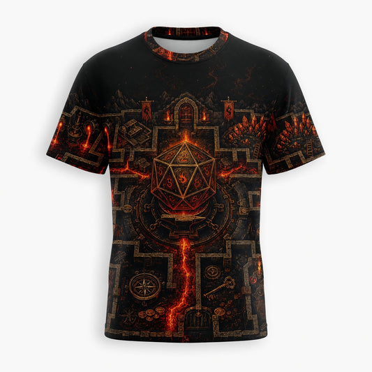 D20 Dungeon Maze AOP T-Shirt - Dark Fantasy RPG Streetwear