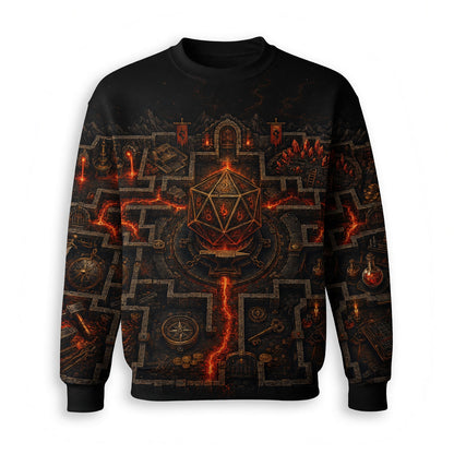 D20 Dungeon Maze AOP T-Shirt - Dark Fantasy RPG Streetwear