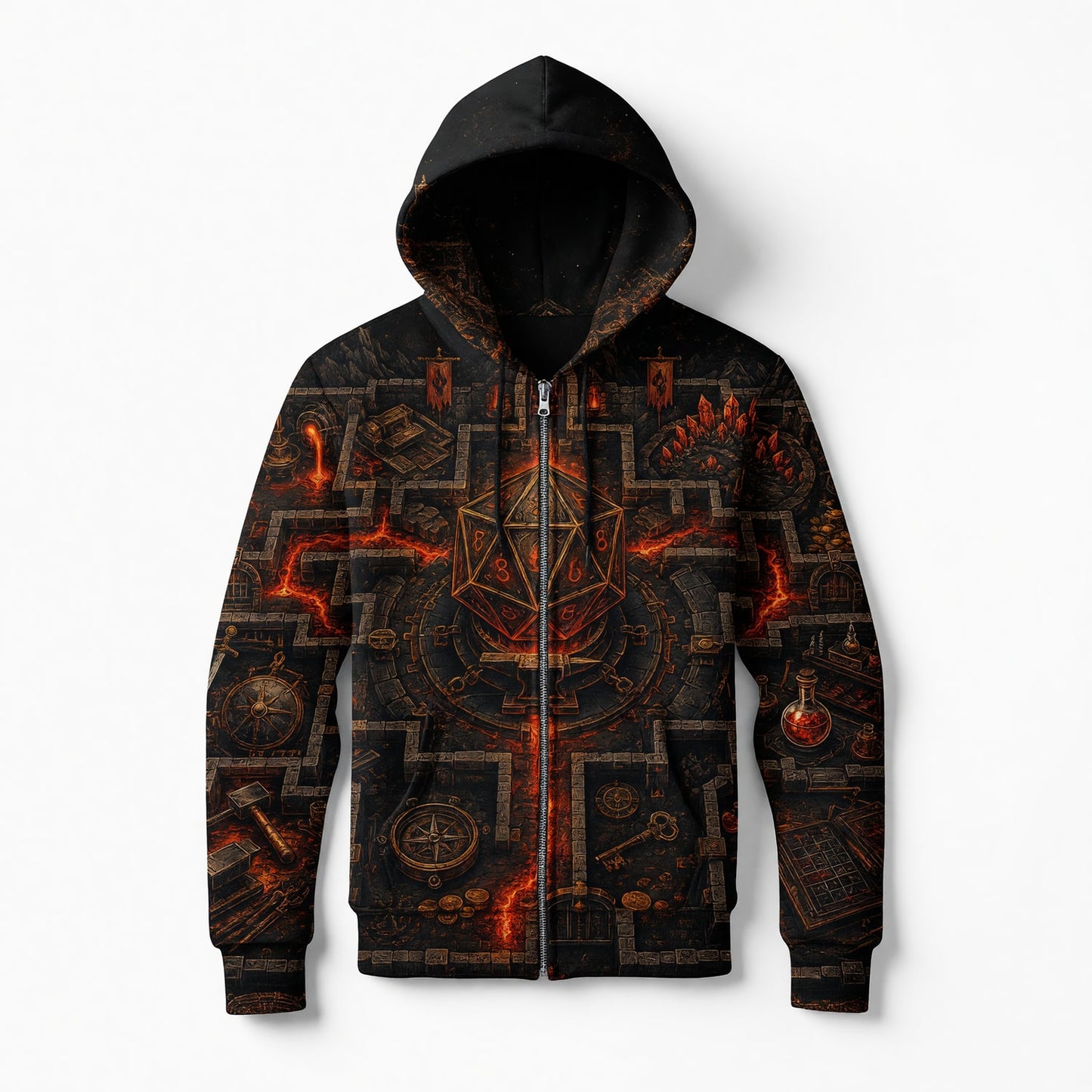 D20 Dungeon Maze AOP T-Shirt - Dark Fantasy RPG Streetwear